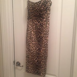 Bebe Leopard Strapless Dress